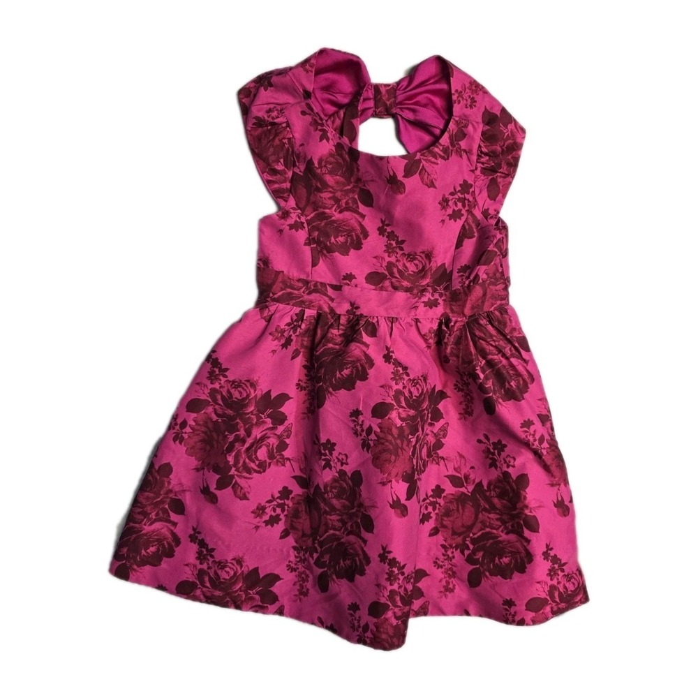 Ted Baker Girls Roses Floral Dress 5 T Pink Bow